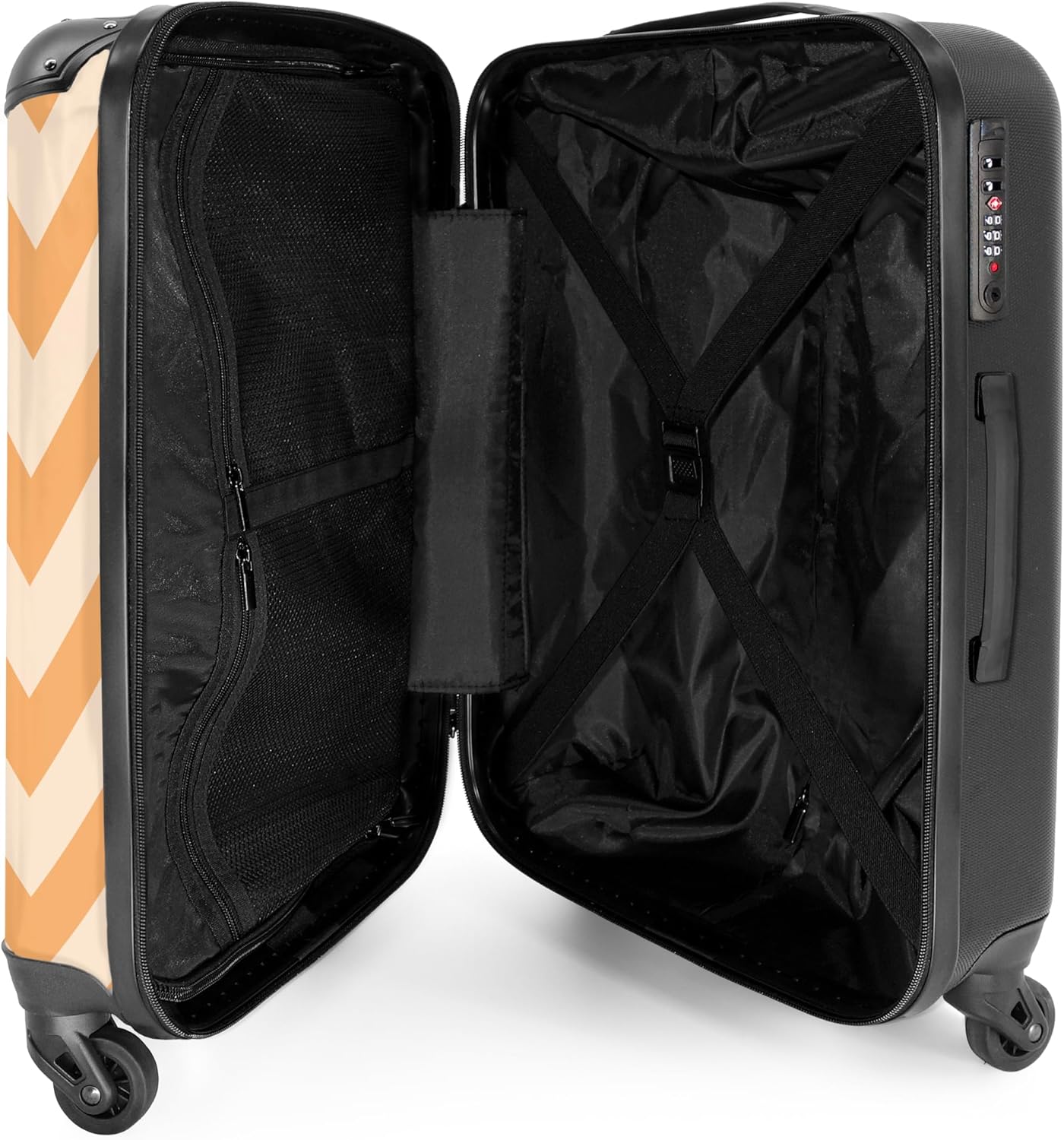 Hartschalen-Trolley mit 4 Rollen (Mittel), Zickzack - Orange M
