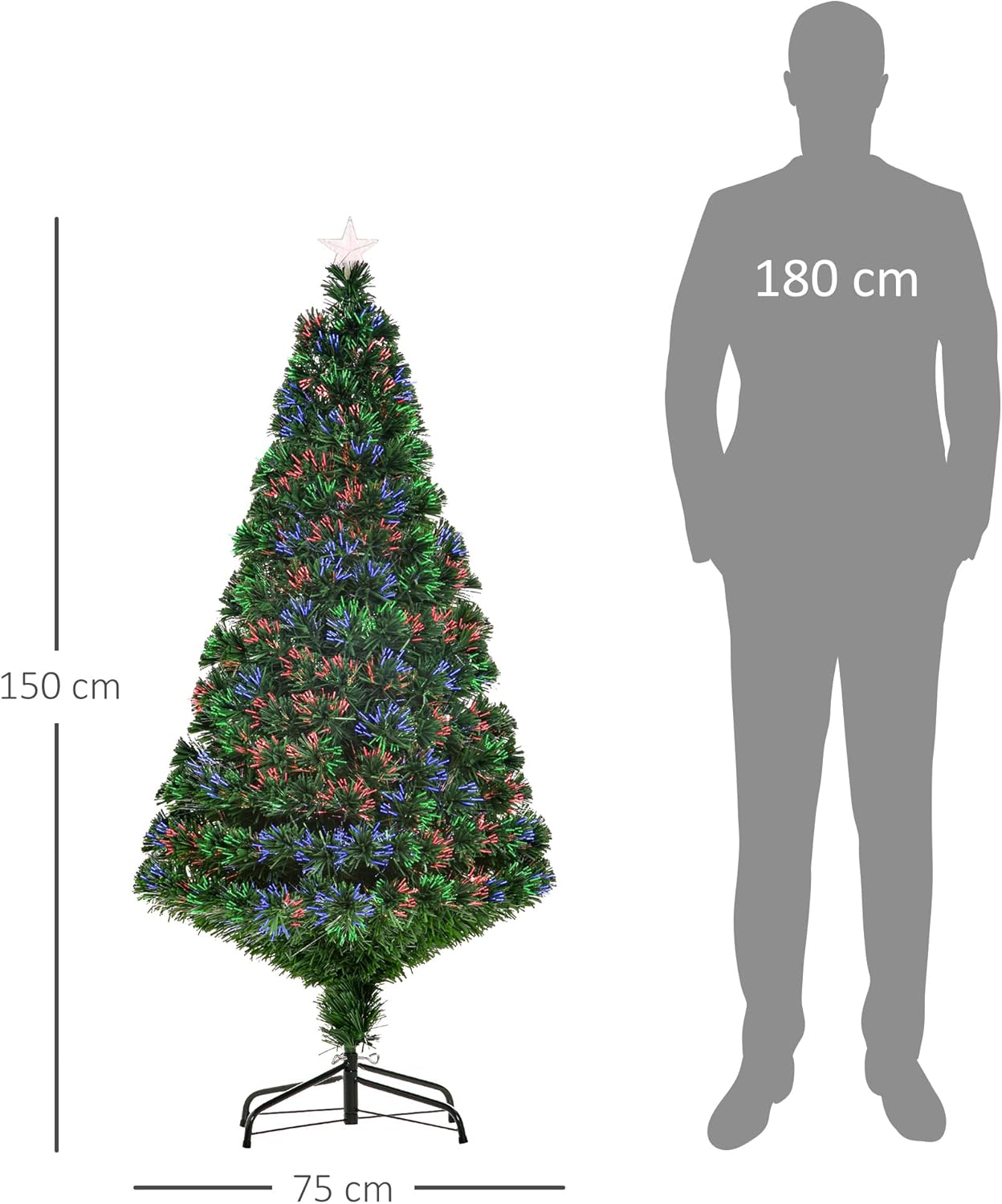 Künstlicher Weihnachtsbaum mit LED-Beleuchtung, Grün 150 cm