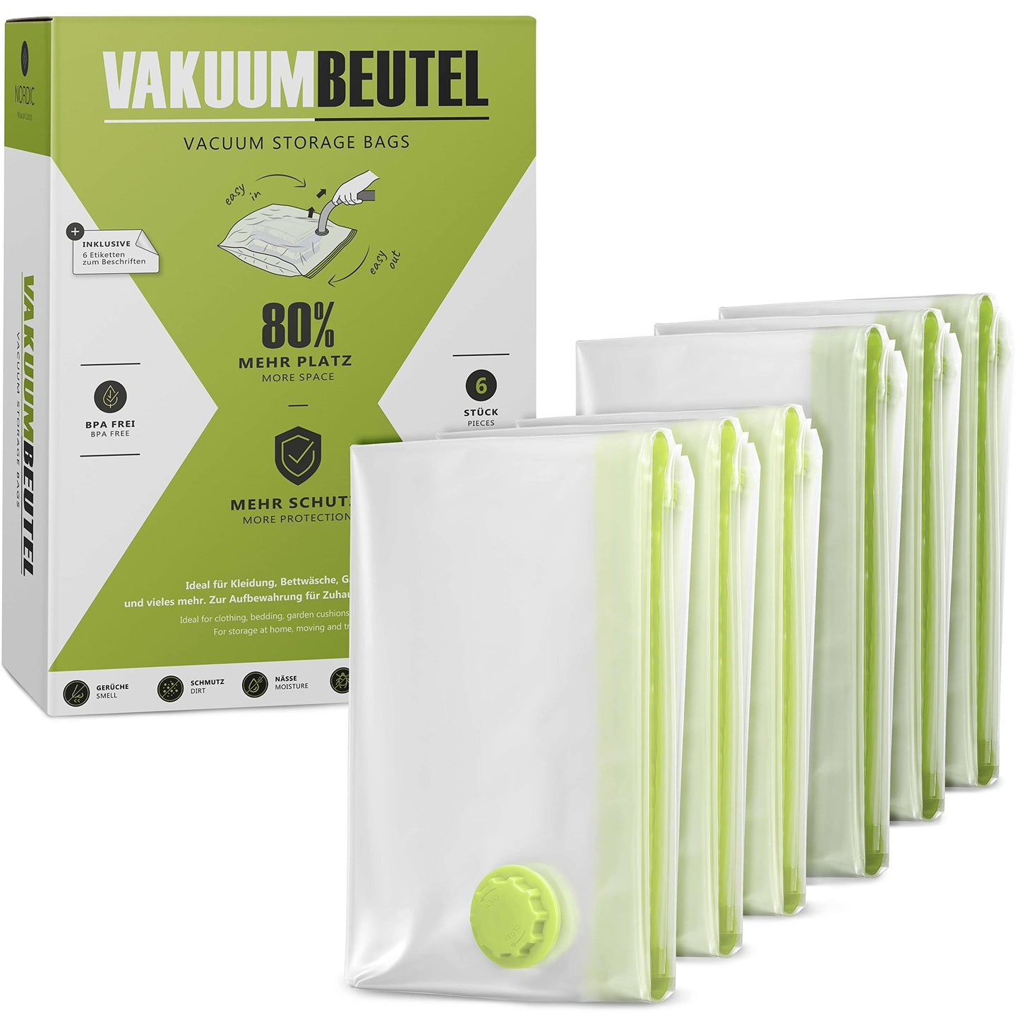 6er-Set Vakuumbeutel, 6x - 3 Large (80x60cm), 3 X-Large (100x80cm)