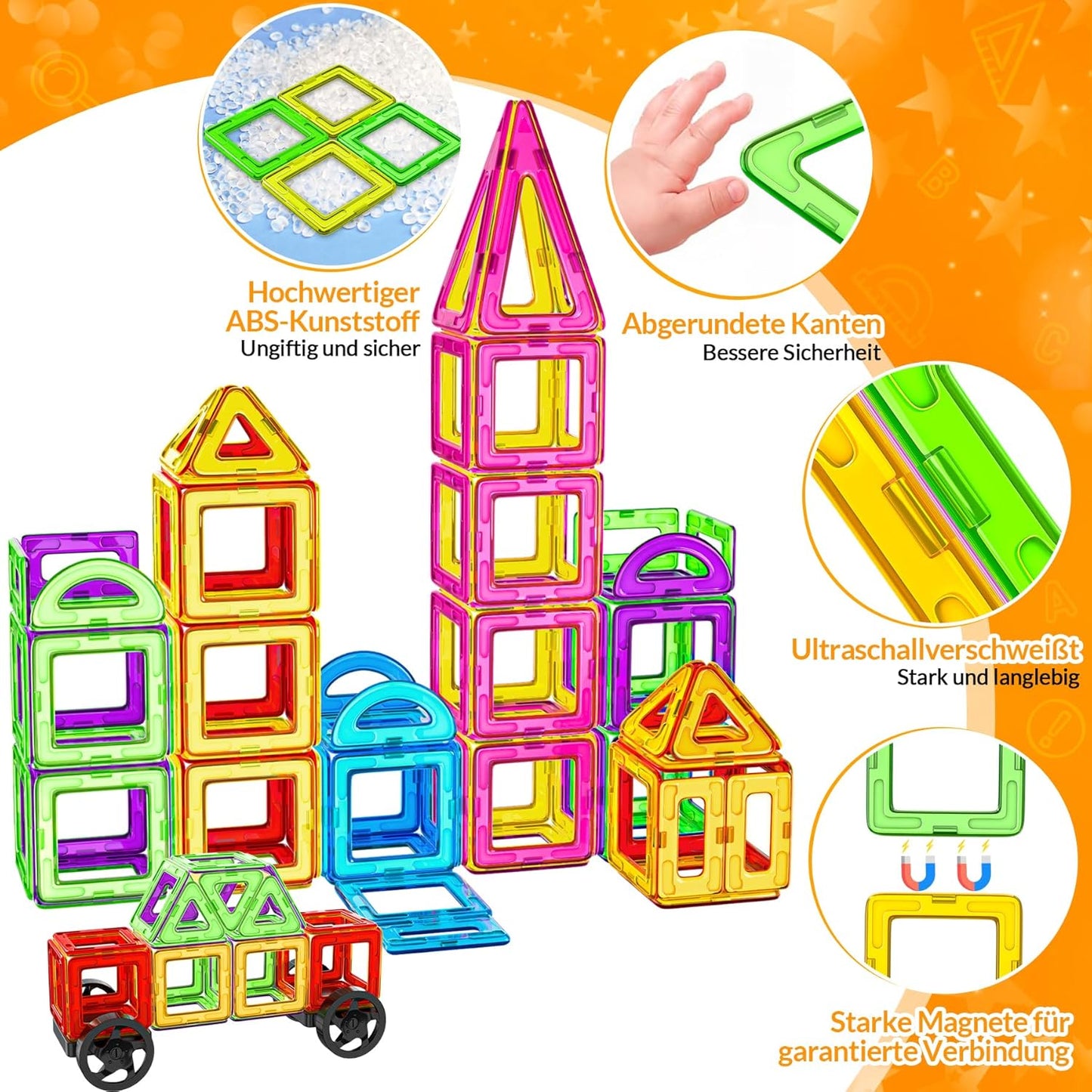 Magnetische Bausteine Konstruktions-Set (120 Teile), A-multi