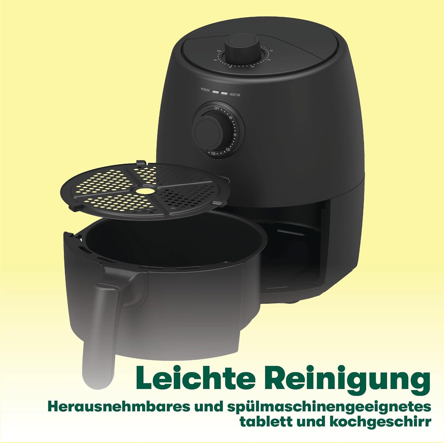 Heissluftfritteuse, Schwarz 1.9L Manuell, Doppeldrehknopf