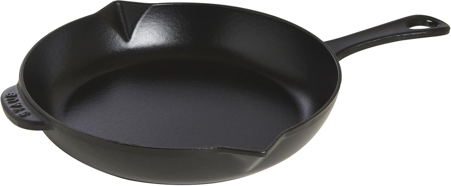 Brat- und Schmorpfanne aus Gusseisen mit Ausgiesser, 48.2 x 26.5 x 5.0999999999999996 cm Schwarz