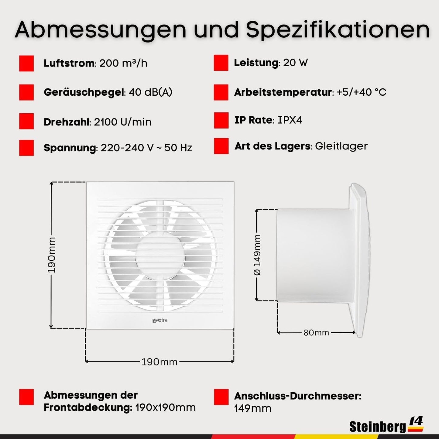 Badlüfter, Ø 150mm Weiß