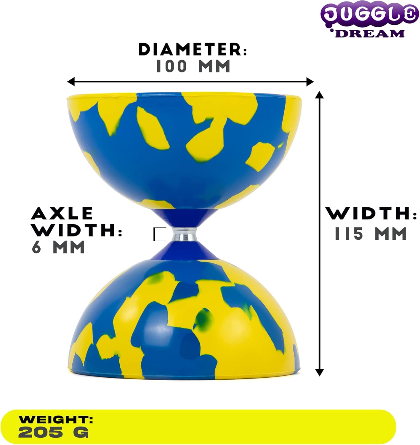 Diabolo Jonglierset, Blau/Gelb