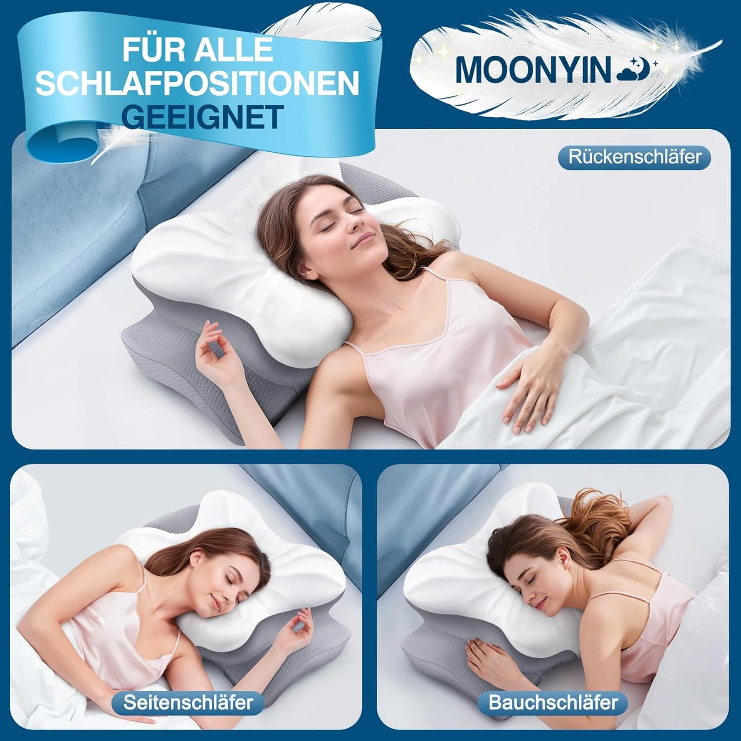 Ergonomisches Memory Foam Nackenkissen, Weiss