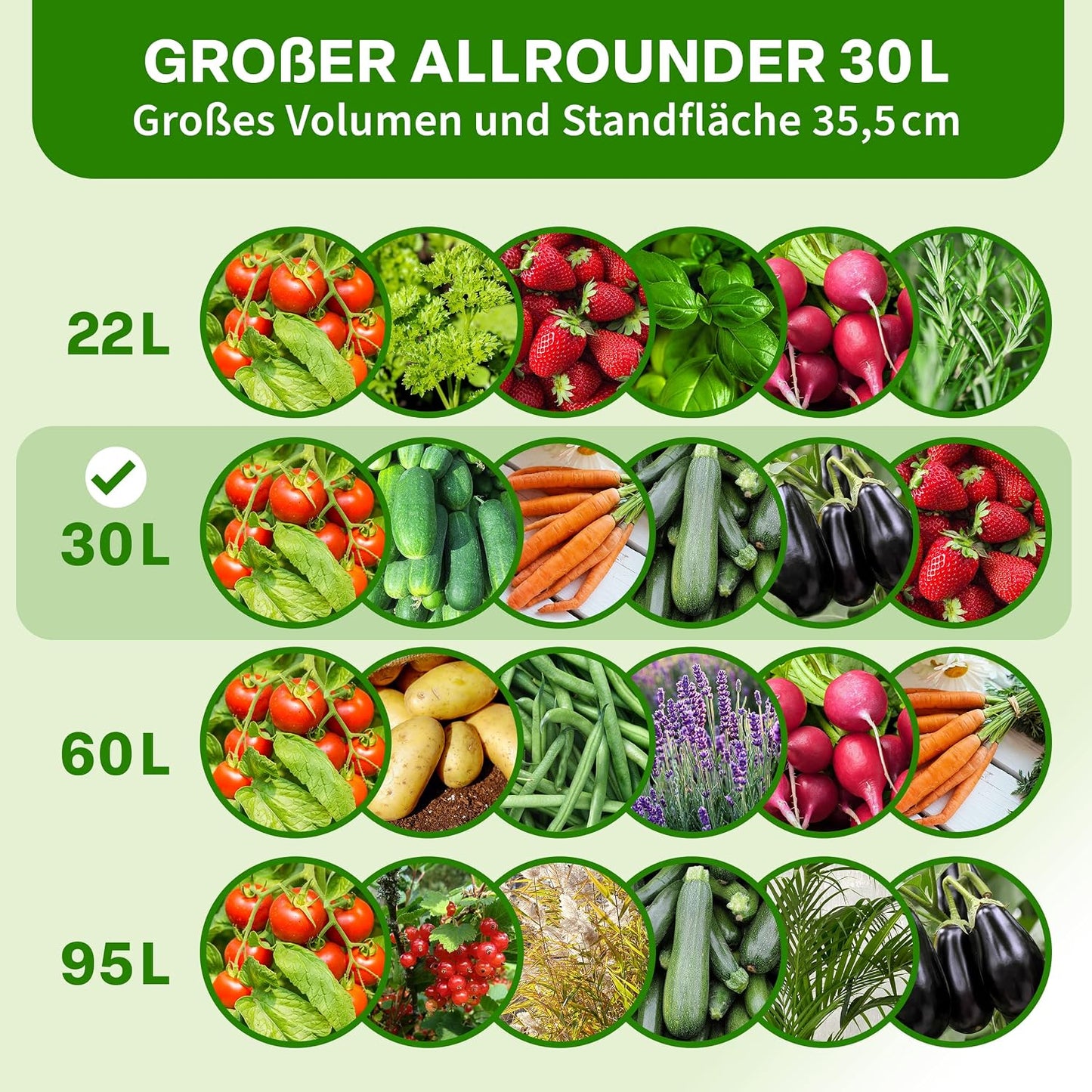 10er-Set Pflanzsäcke, 30 Liter Allrounder 10