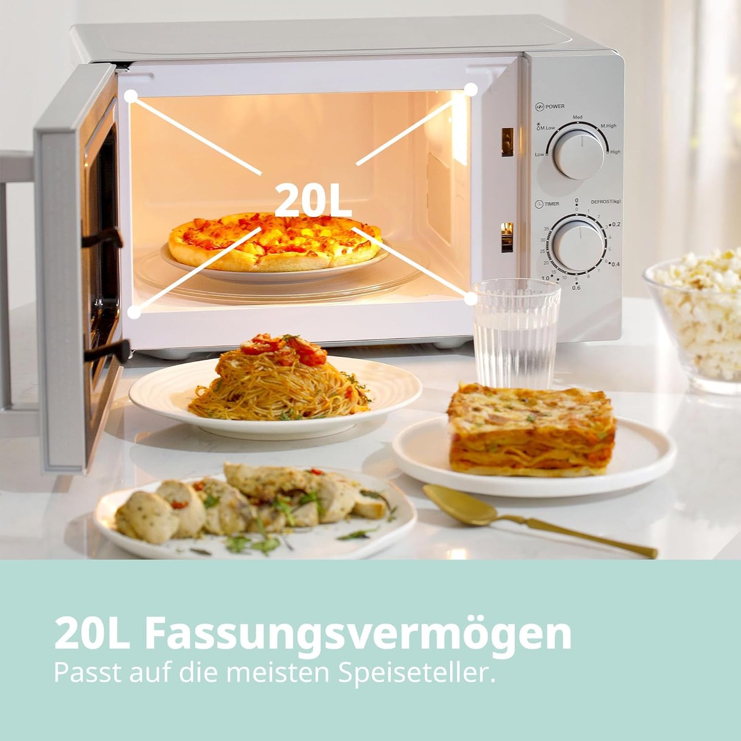 Mikrowelle CMSN 20 si mit 5 Leistungsstufen, Mechanisch Silber 20L