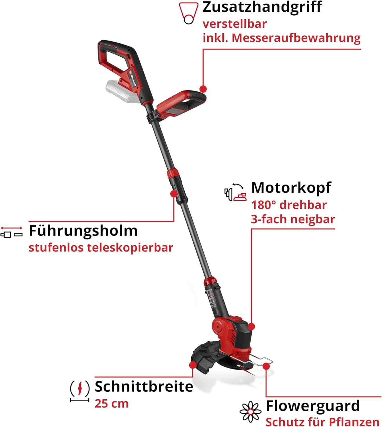Akku-Rasentrimmer GE-CT 18/25-1 Li-Solo, Neues Modell – inkl. Ersatzmesser & Spule
