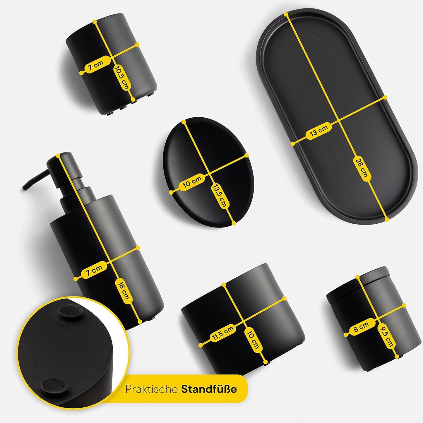Badezimmer Zubehör Set (6-teilig) mit Seifenspender