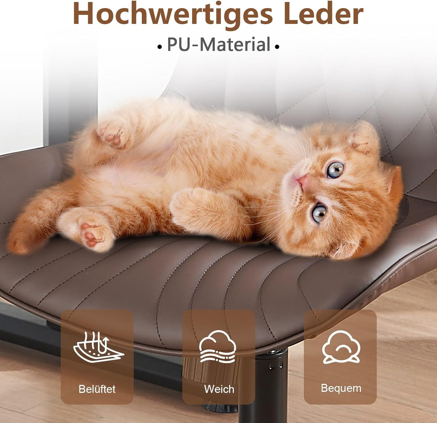 Ergonomischer Bürostuhl mit Wippfunktion, Braun