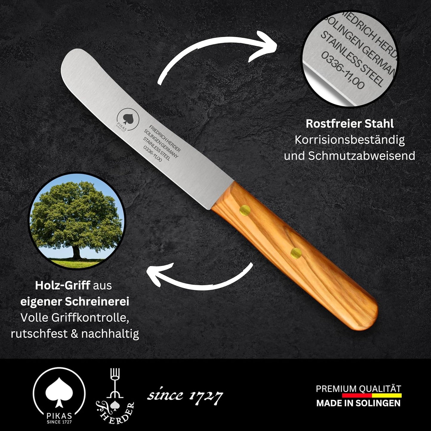 Messer-Set mit Olivenholzgriff, Olive 2