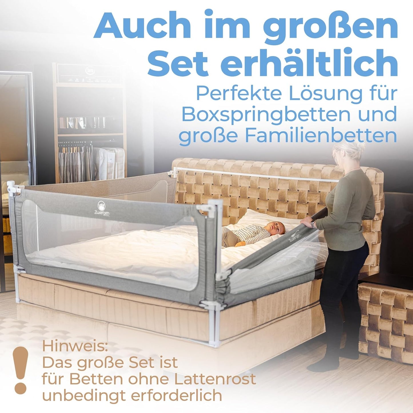 Höhenverstellbares Bettschutzgitter (180 cm), 1er Set 180 cm
