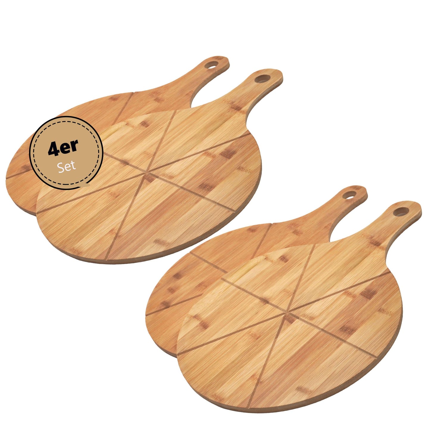 Pizzateller-Set mit Griff, 4er Set