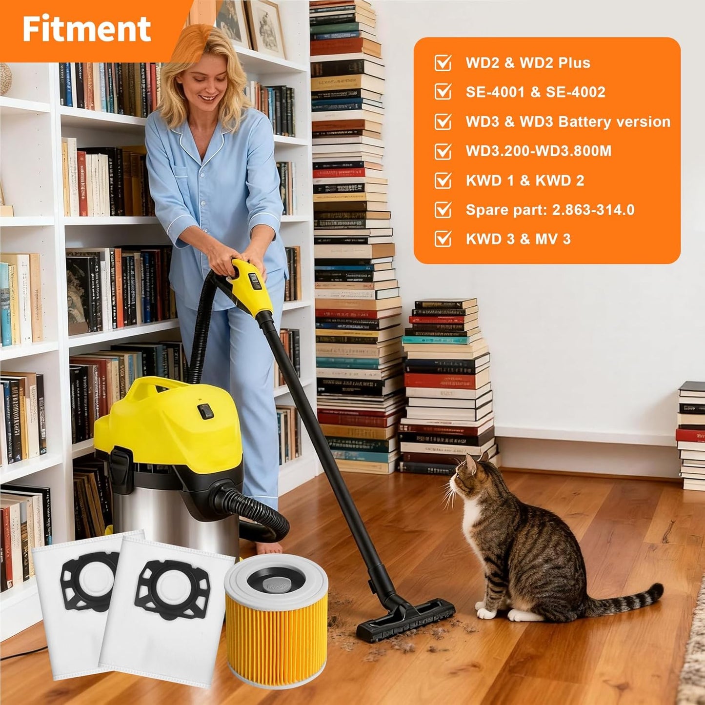 Staubsaugerbeutel-Set für Kärcher (15 Beutel, 2 Filter & 2 Filterbürsten)