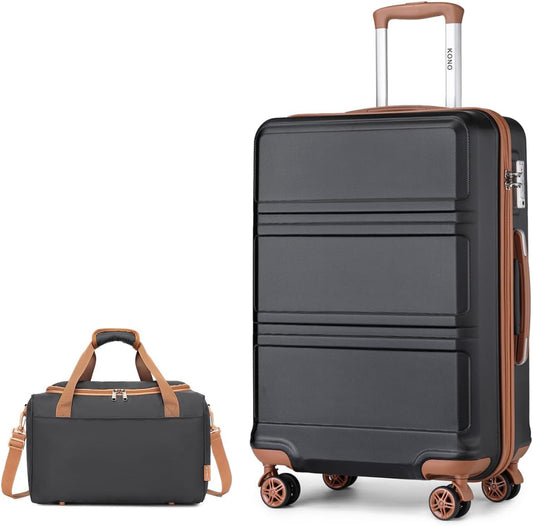 2-teiliges Reisekoffer-Set, Schwarz/Braun 74cm Gepäck-Sets