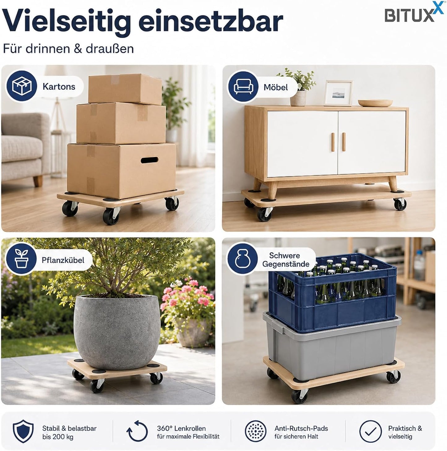 Möbelroller, Eckig