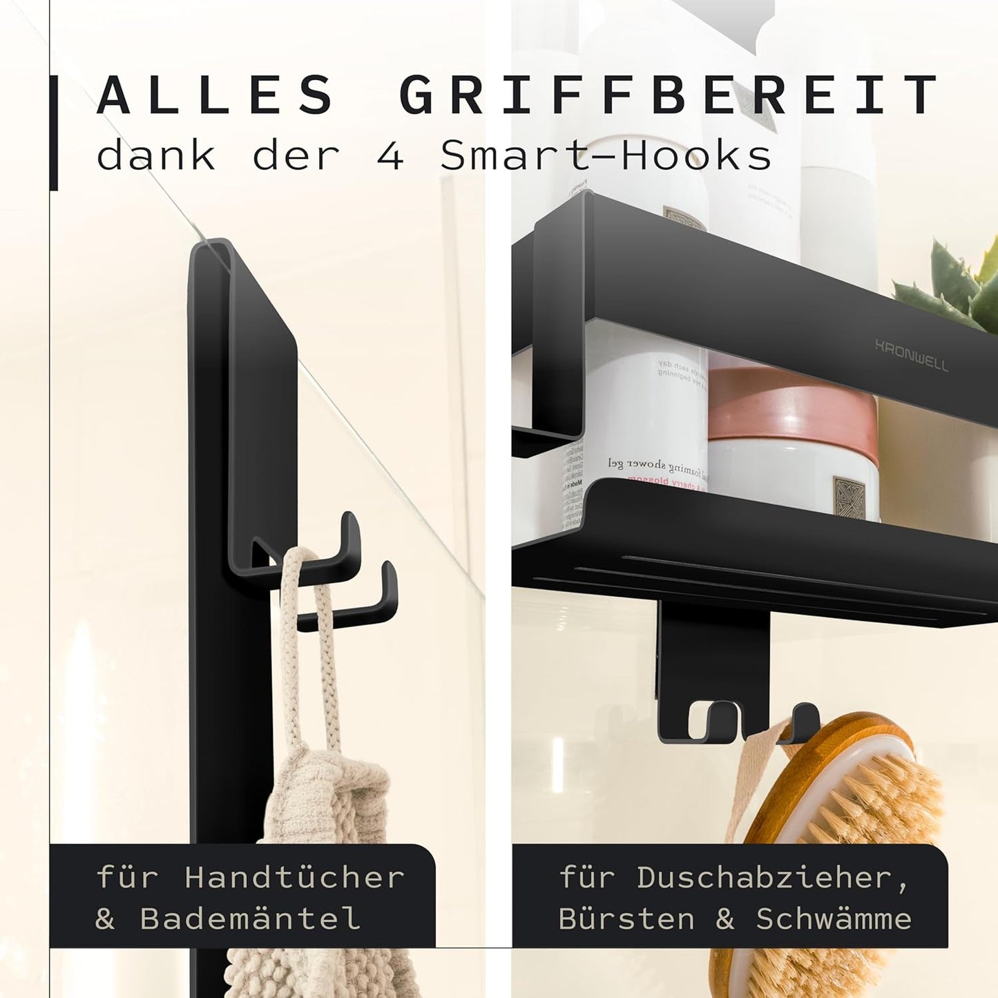 Duschablage zum Hängen, Schwarz