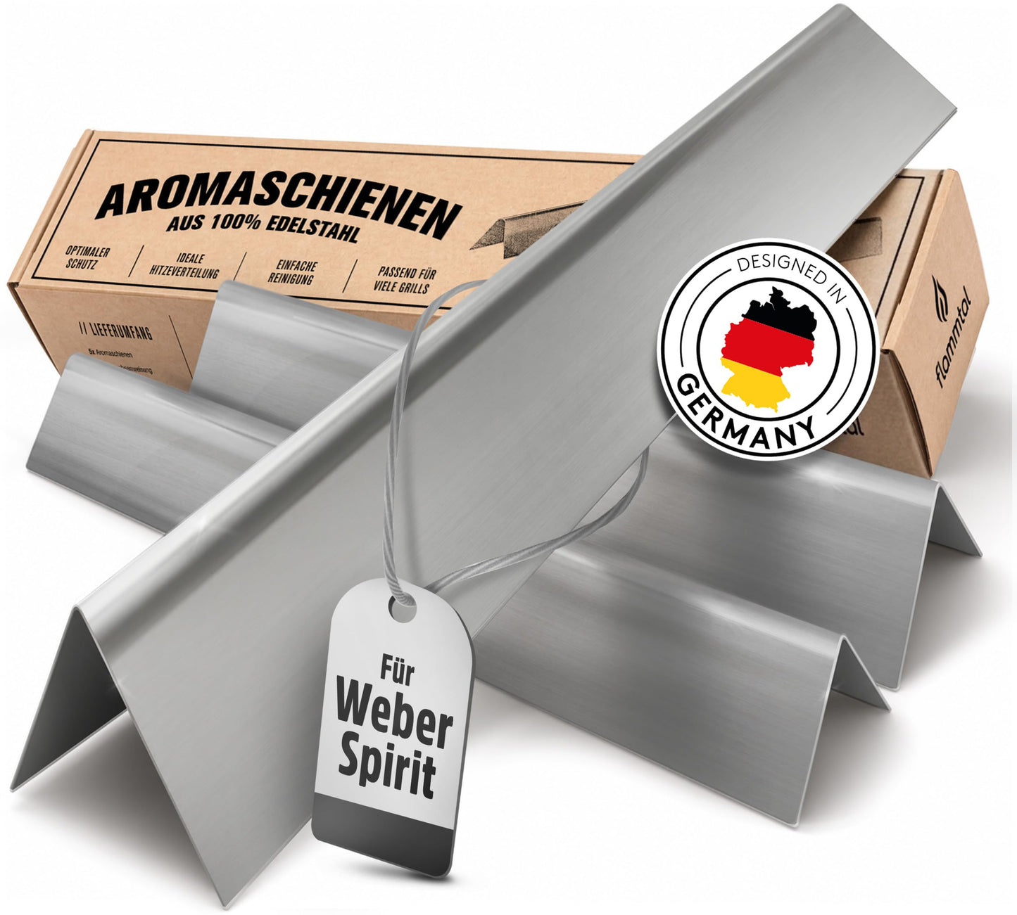 3 Stück Aromaschienen Flave für Weber Spirit, Edelstahl 3