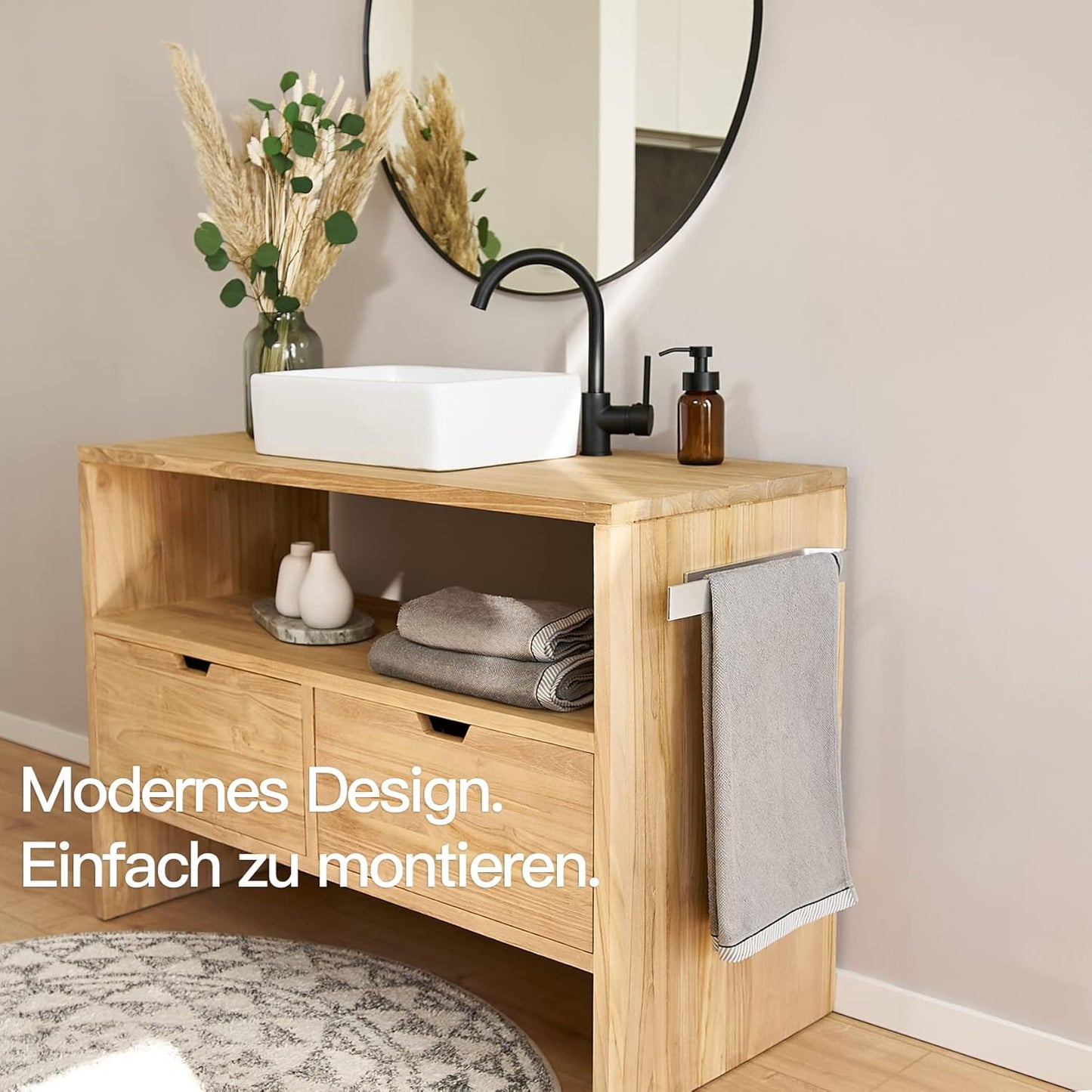 Handtuchhalter Wand ohne Bohren (2er Set, 40 cm), Silbergrau Gebürstet Doppelpack 40.0 Zentimeter