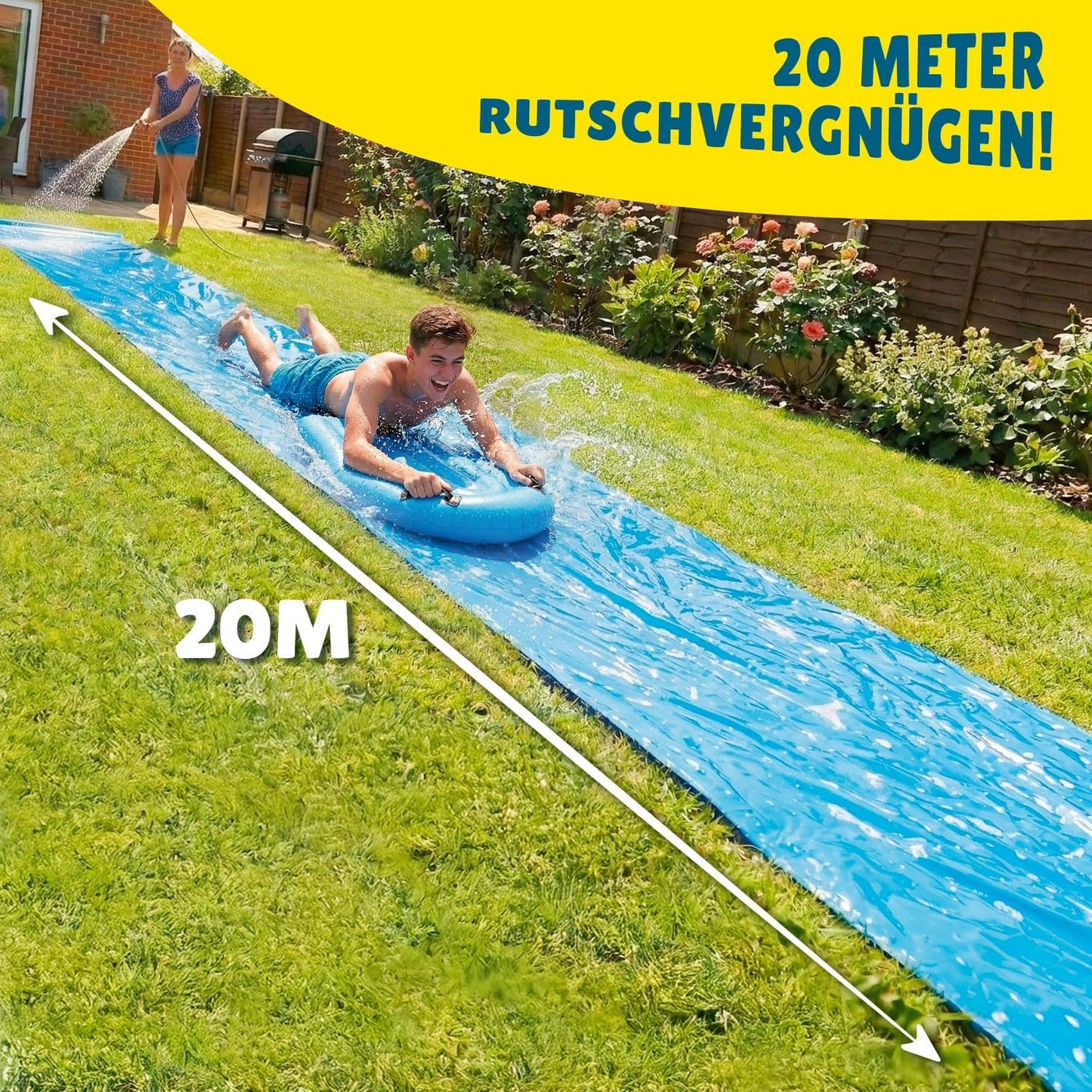 2 Stk. Slipn’Slide Wasserrutschmatten mit Bodyboards, Wasserrutschen x2 + Bodyboards + Seife x1