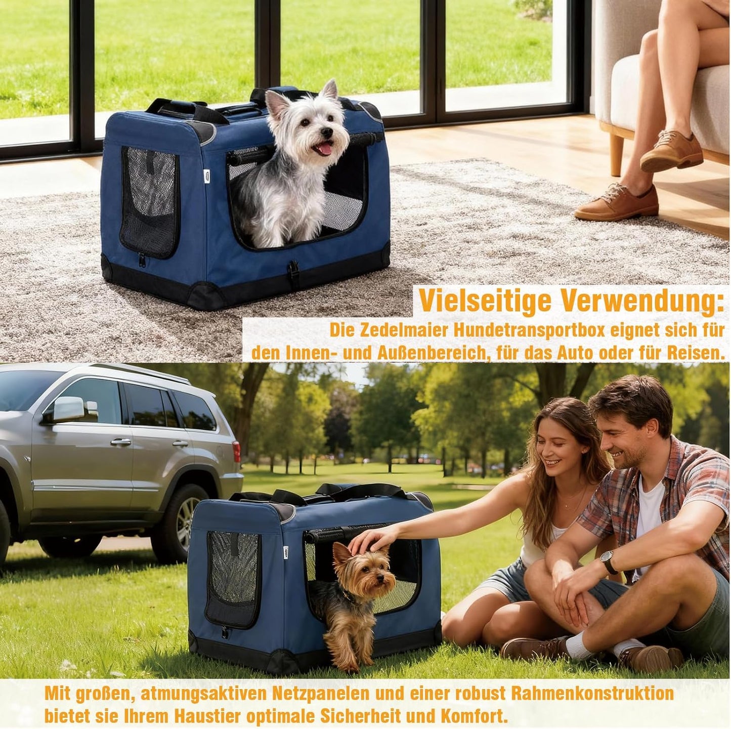 Faltbare Hundetransportbox, S Dunkelblau