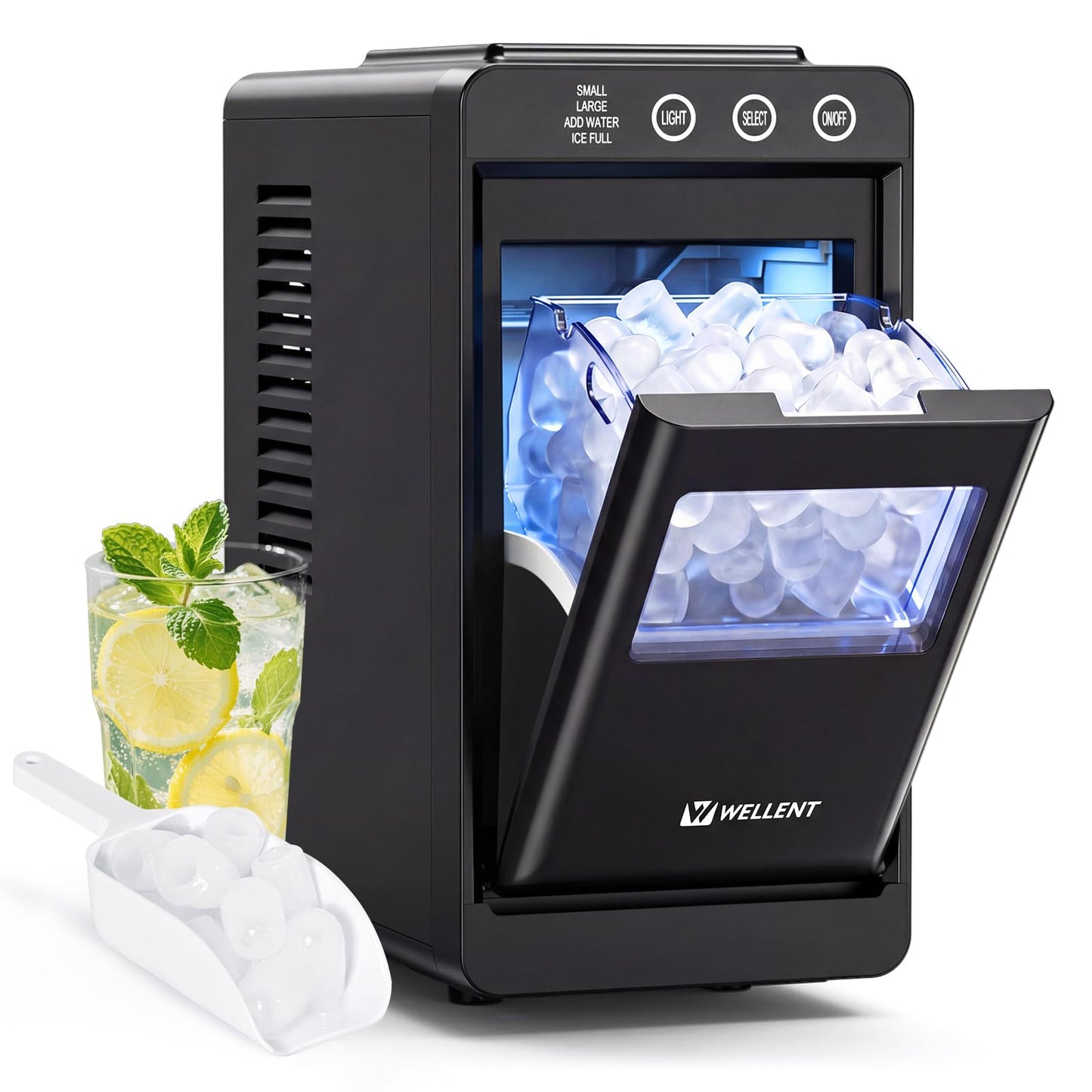 Eiswürfelmaschine mit Schublade & Reinigung, Schwarz
