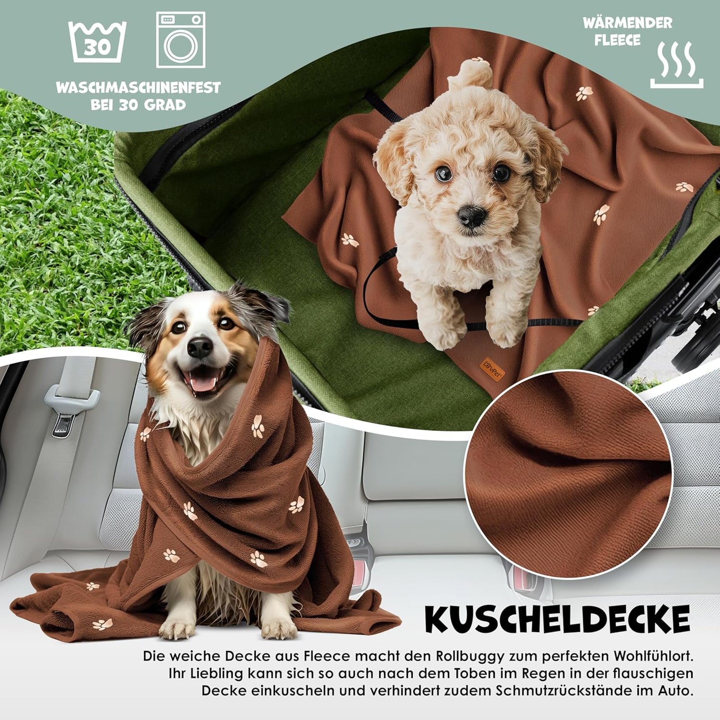 Hundewagen mit Transporttasche, Grün