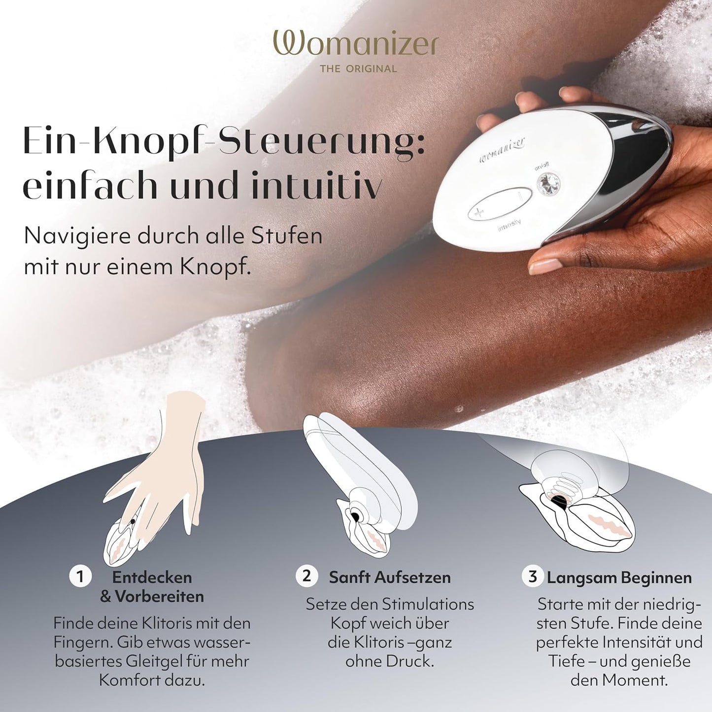Pro W500 Klitoris-Stimulator, 12 Intensitätsstufen, Weiss, Chrome 1 Stück (1er Pack)