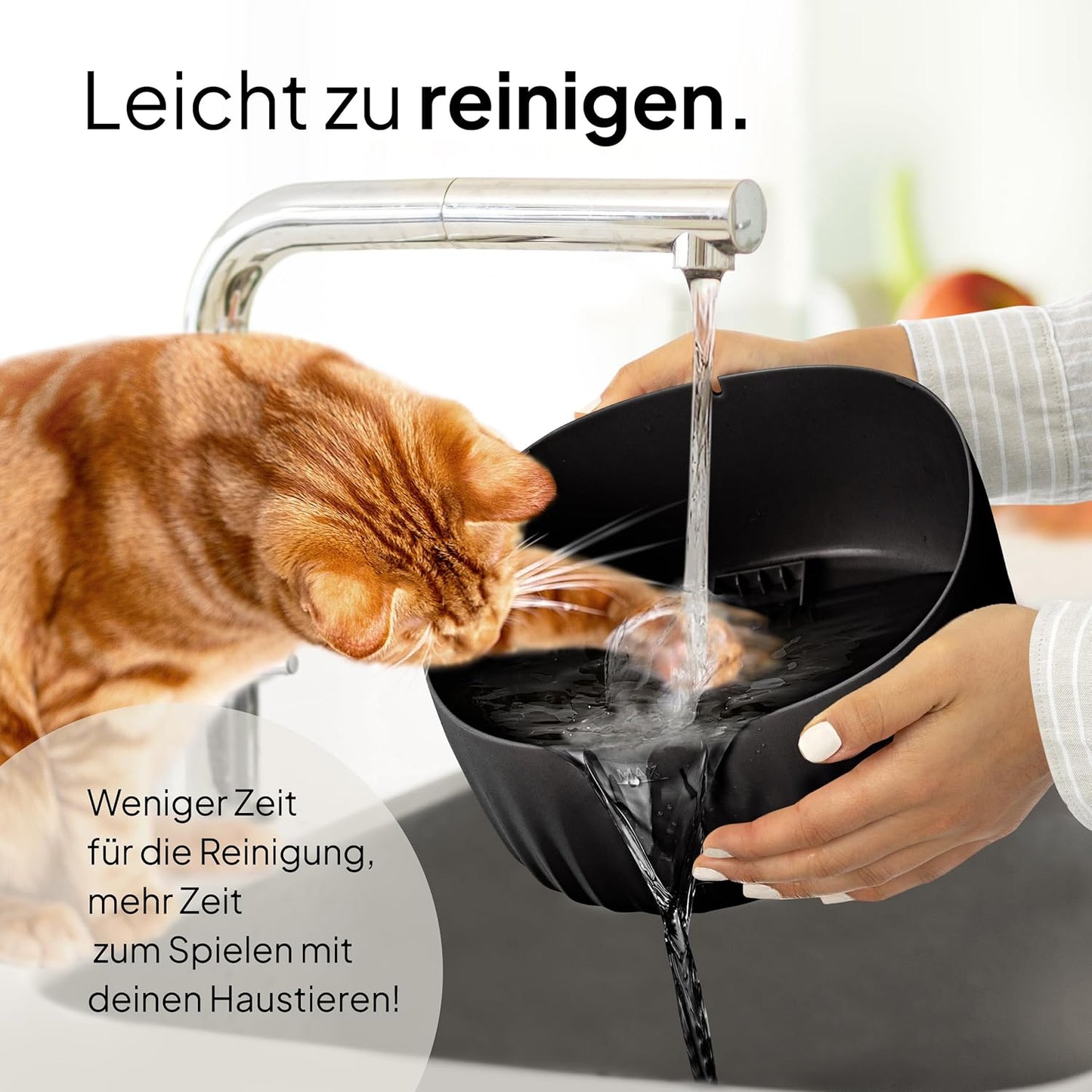 Aqua Flow Trinkbrunnen mit LED und Filter, Schwarz