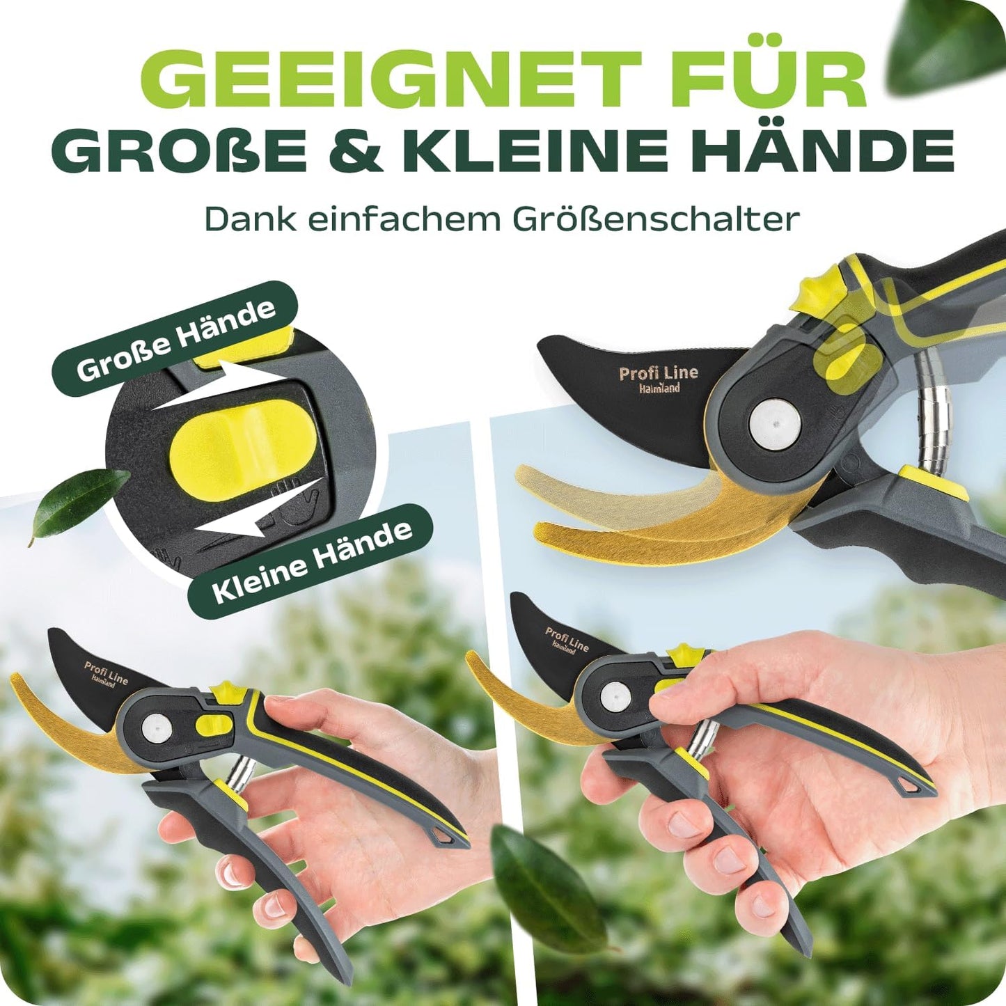 Gartenschere mit SK5 Stahlklinge, Gelb