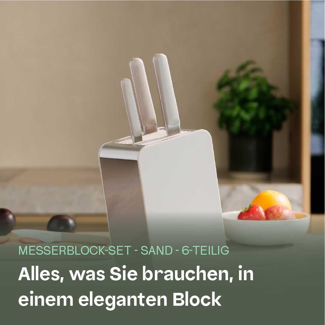 Messerblock-Set mit Küchenmessern, Sand 6-teilig