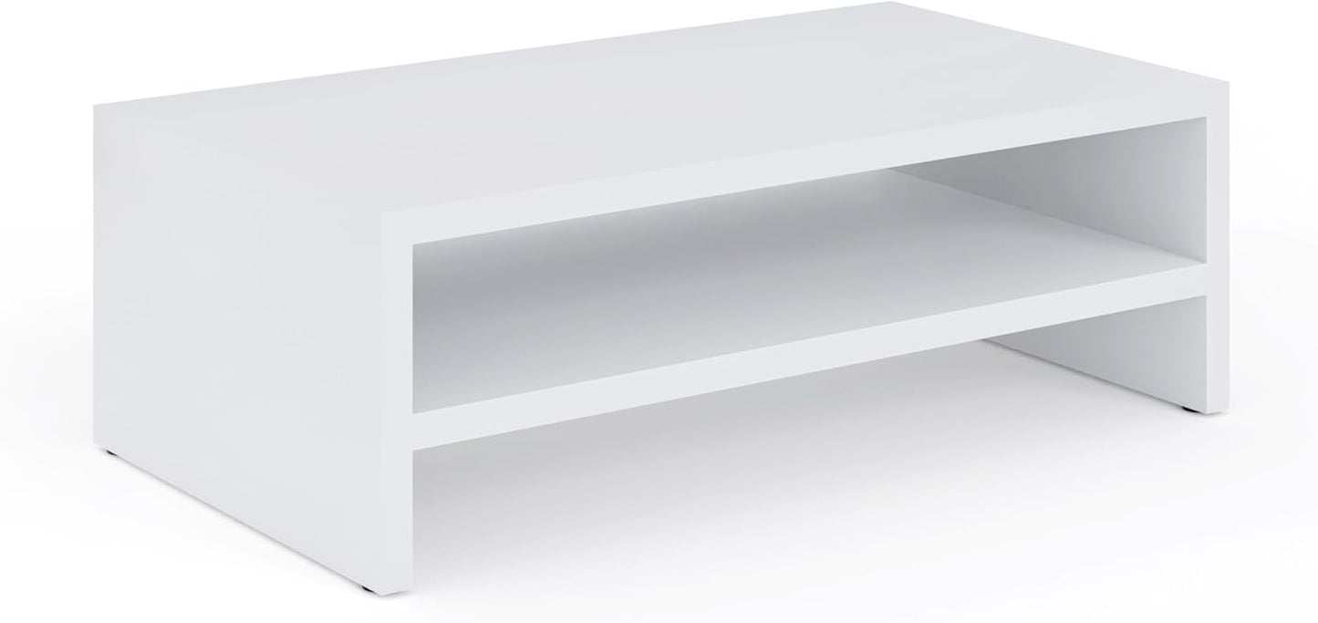 2-stufiger Monitorständer mit Ablagefach, Weiss