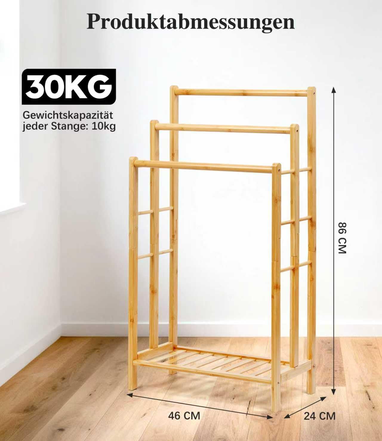 Handtuchständer mit Ablage, 86cm hoch