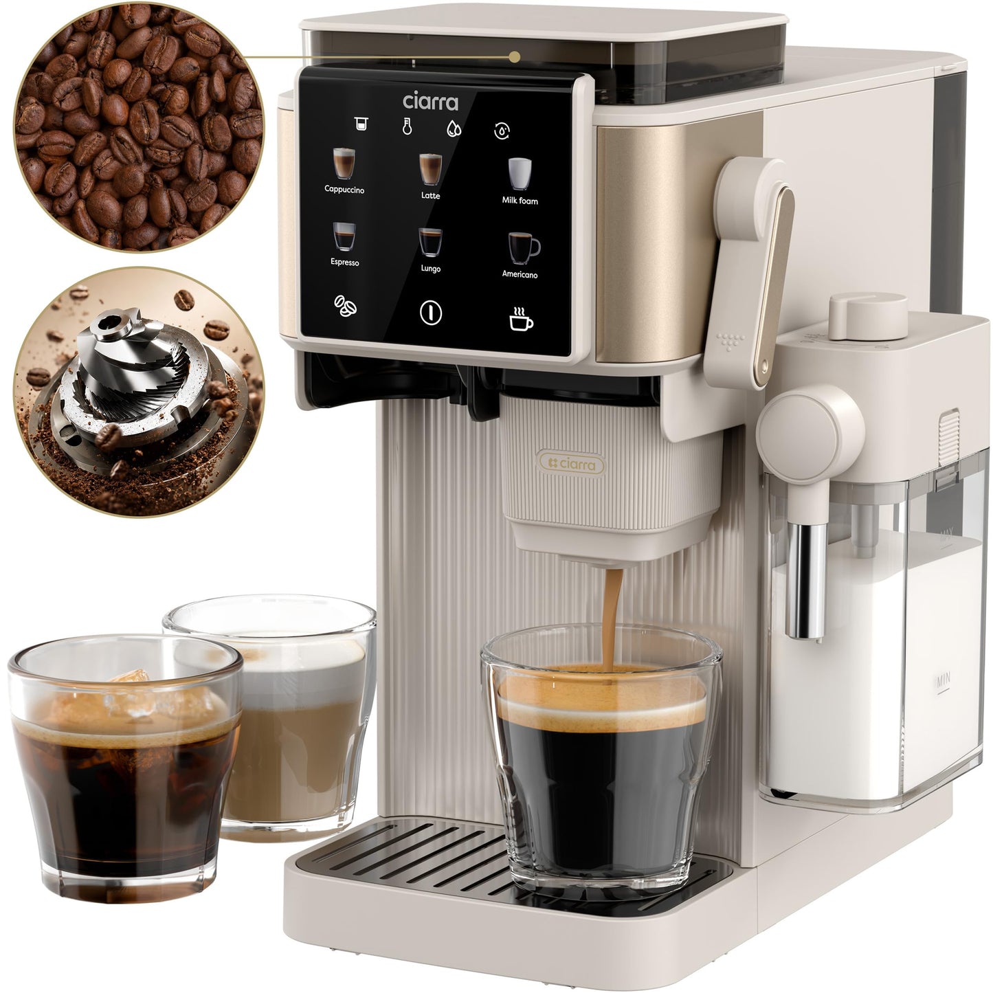 Espressomaschine mit Mahlwerk & Milchaufschäumer