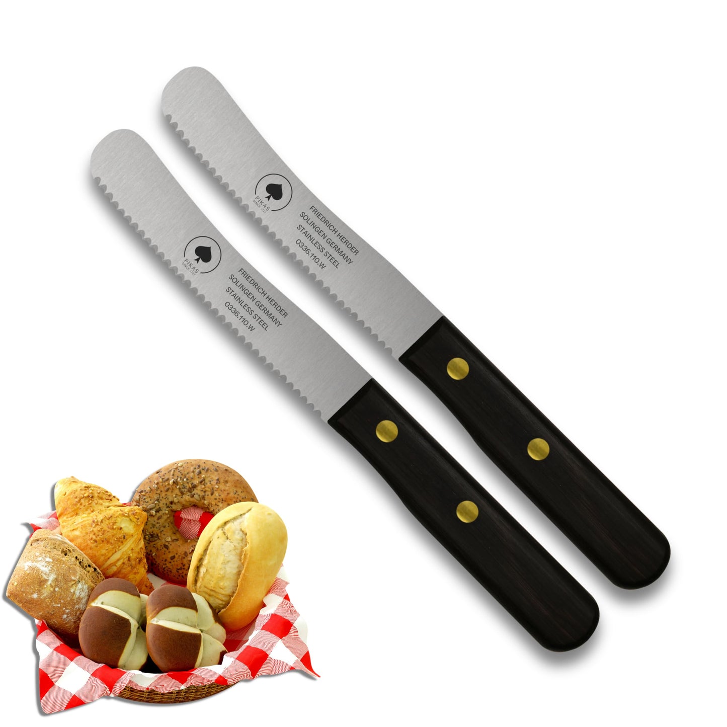 Solingen Buckelmesser mit Wellenschliff, 2 Stk., Thermonuss 2