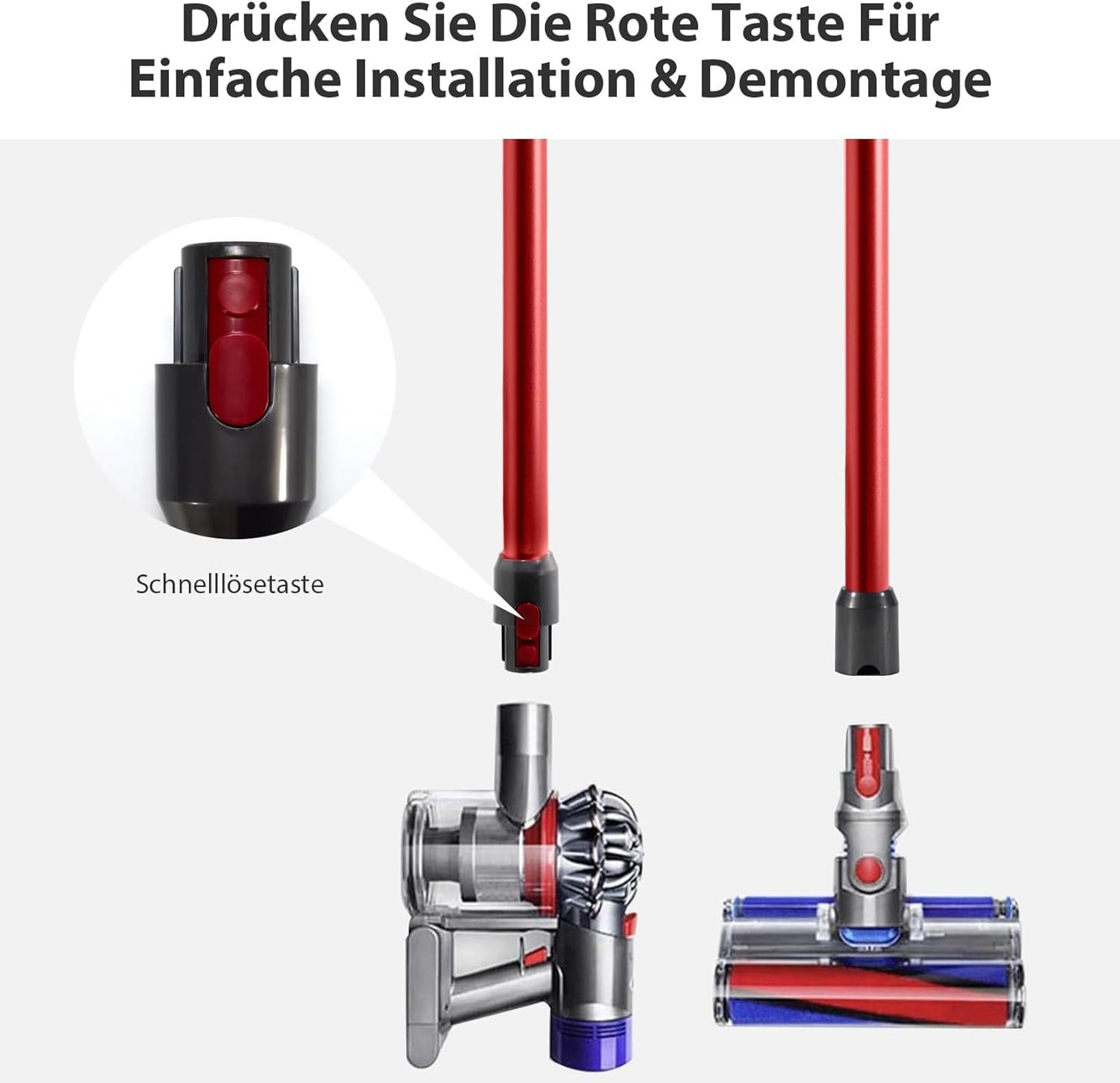 Verlängerungsrohr für Dyson Staubsauger V7-V15, Rot