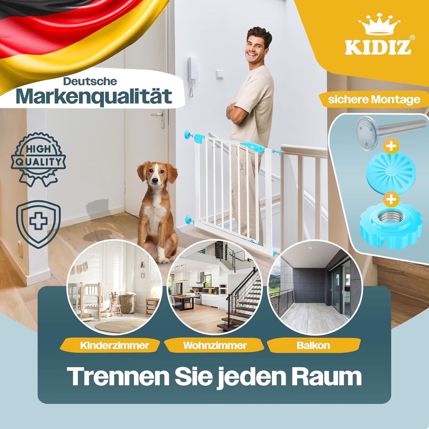 Türschutzgitter, 74-87 cm|Weiss