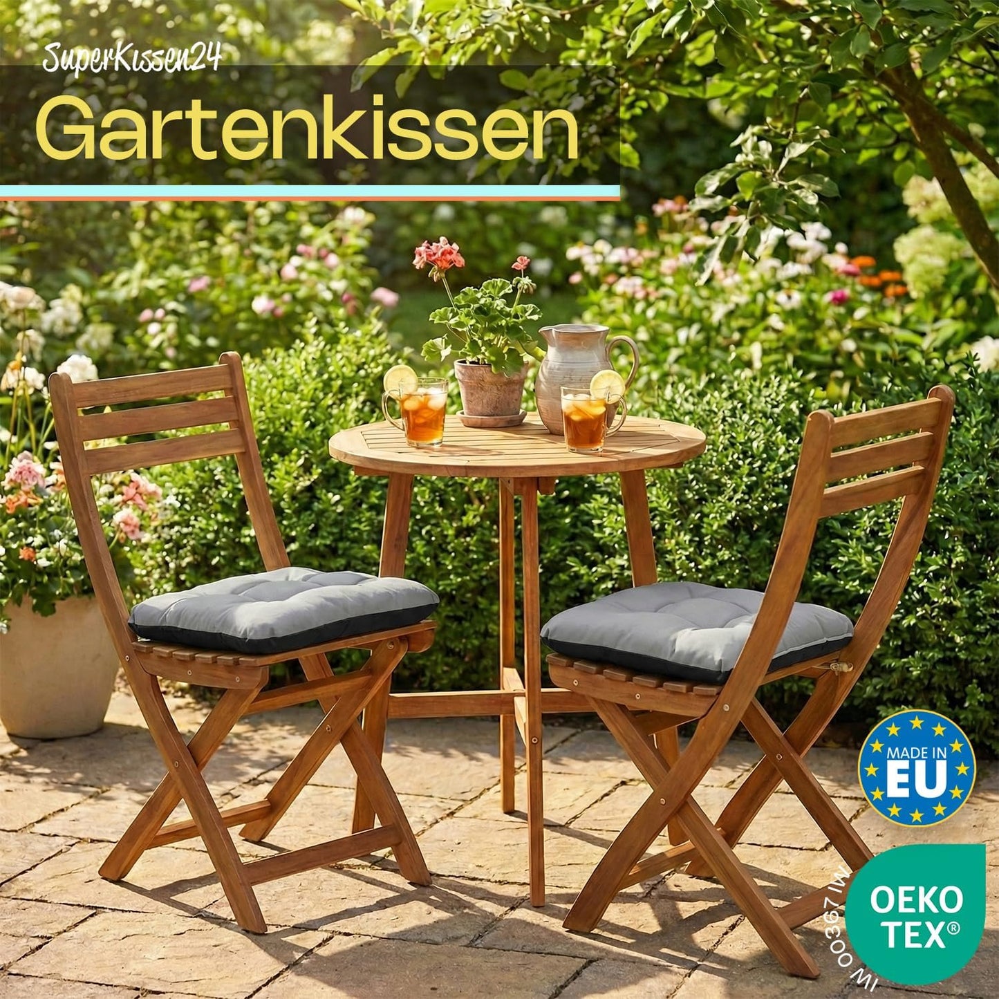 Outdoor Sitzkissen-Set (6-teilig, 45x45 cm), 6er 45x45x5 cm Set Bordeaux