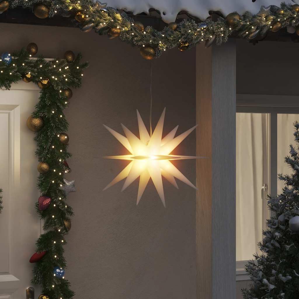 Faltbarer LED-Adventsstern mit Timer, 57 cm Weiss