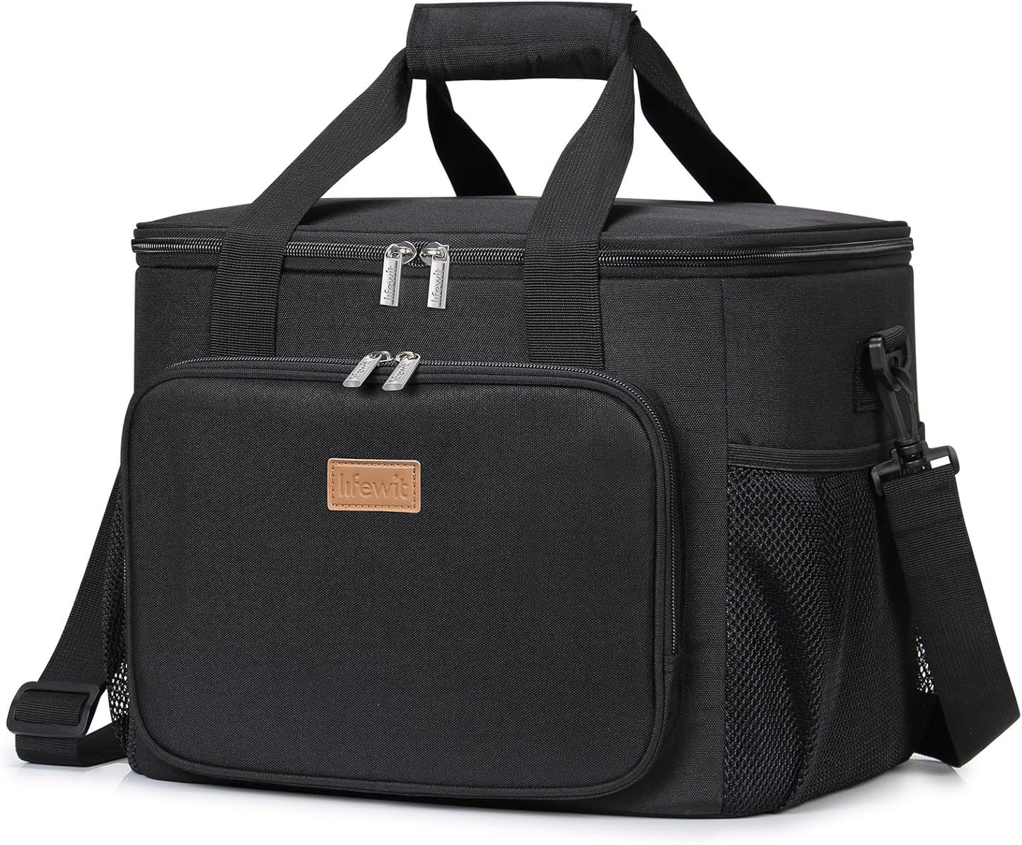 Grosse Faltbare Kühltasche 24L für Reisen und Picknick, 24L Schwarz