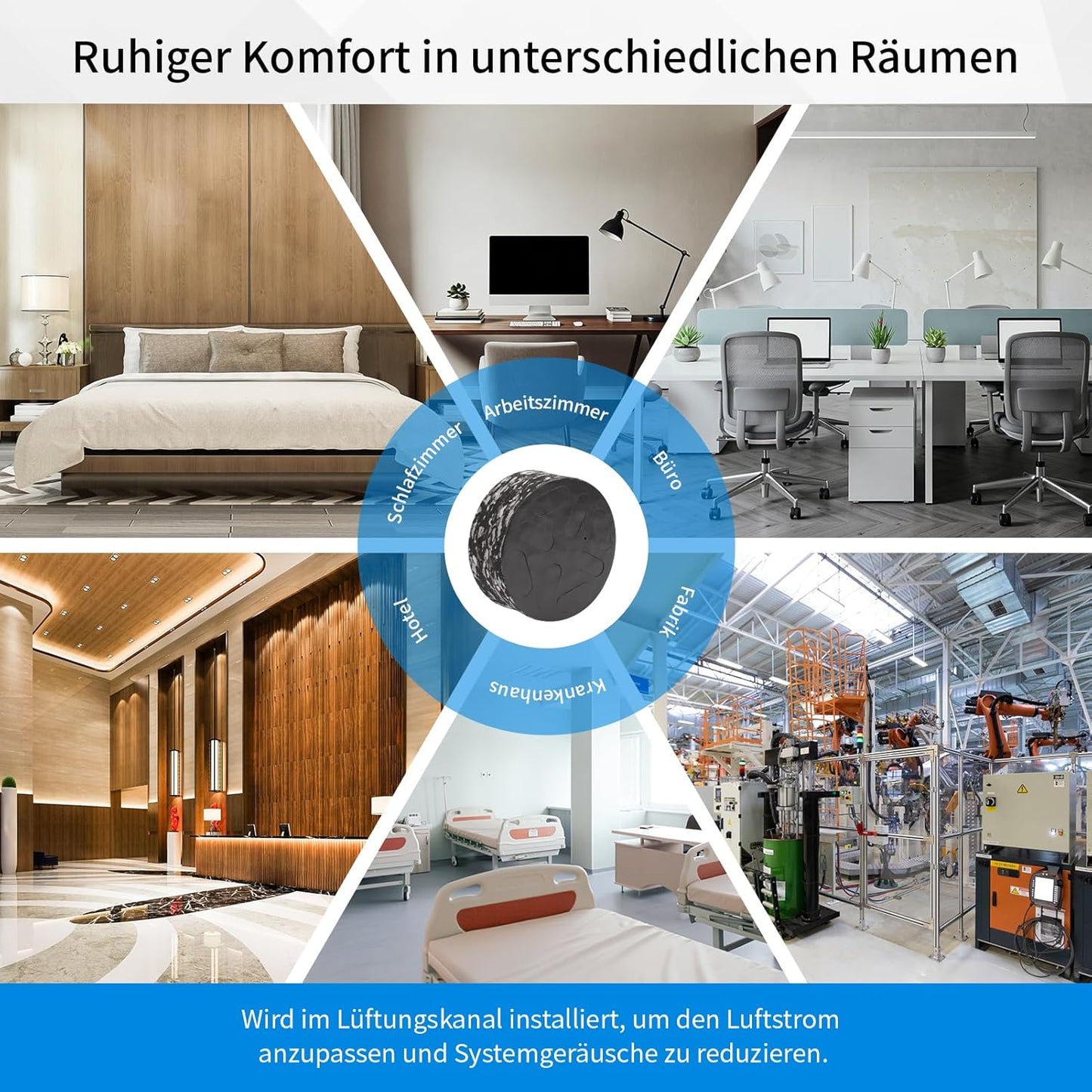 Schalldämpfer für Lüftungsrohre, IPCD 125mm