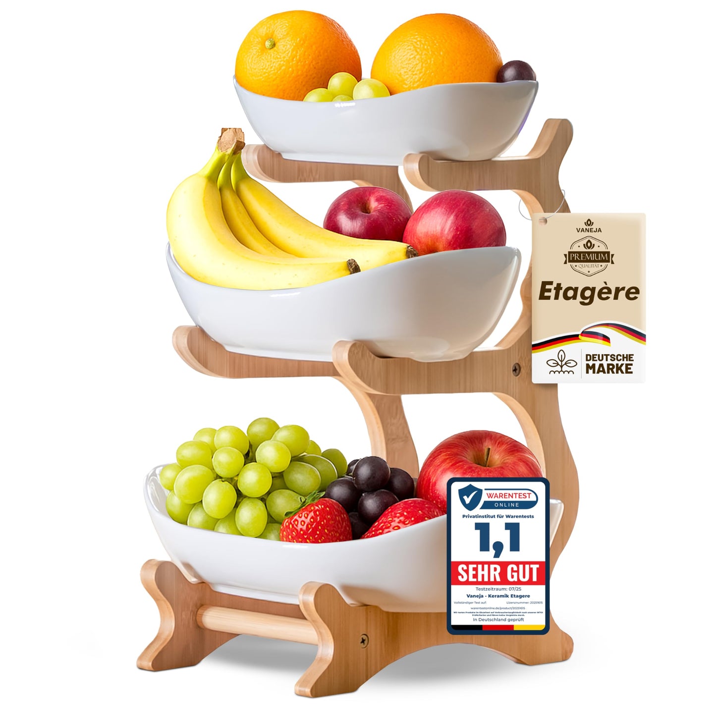 3-stöckige Obst-Etagere, Weiß