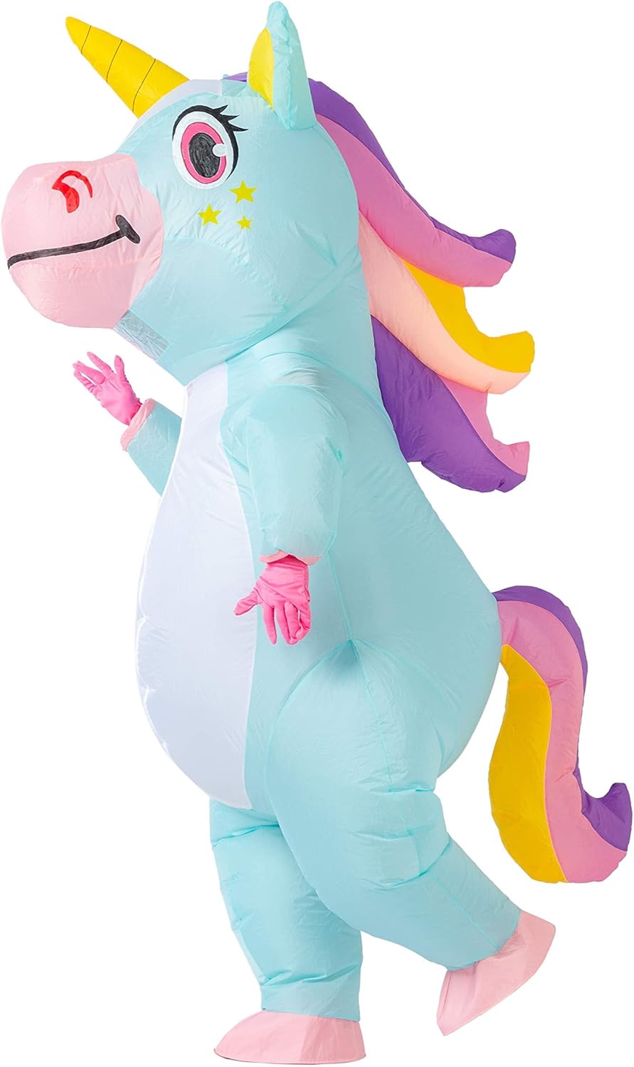 Aufblasbares Einhorn Kostüm für Erwachsene, Einheitsgröße Blau