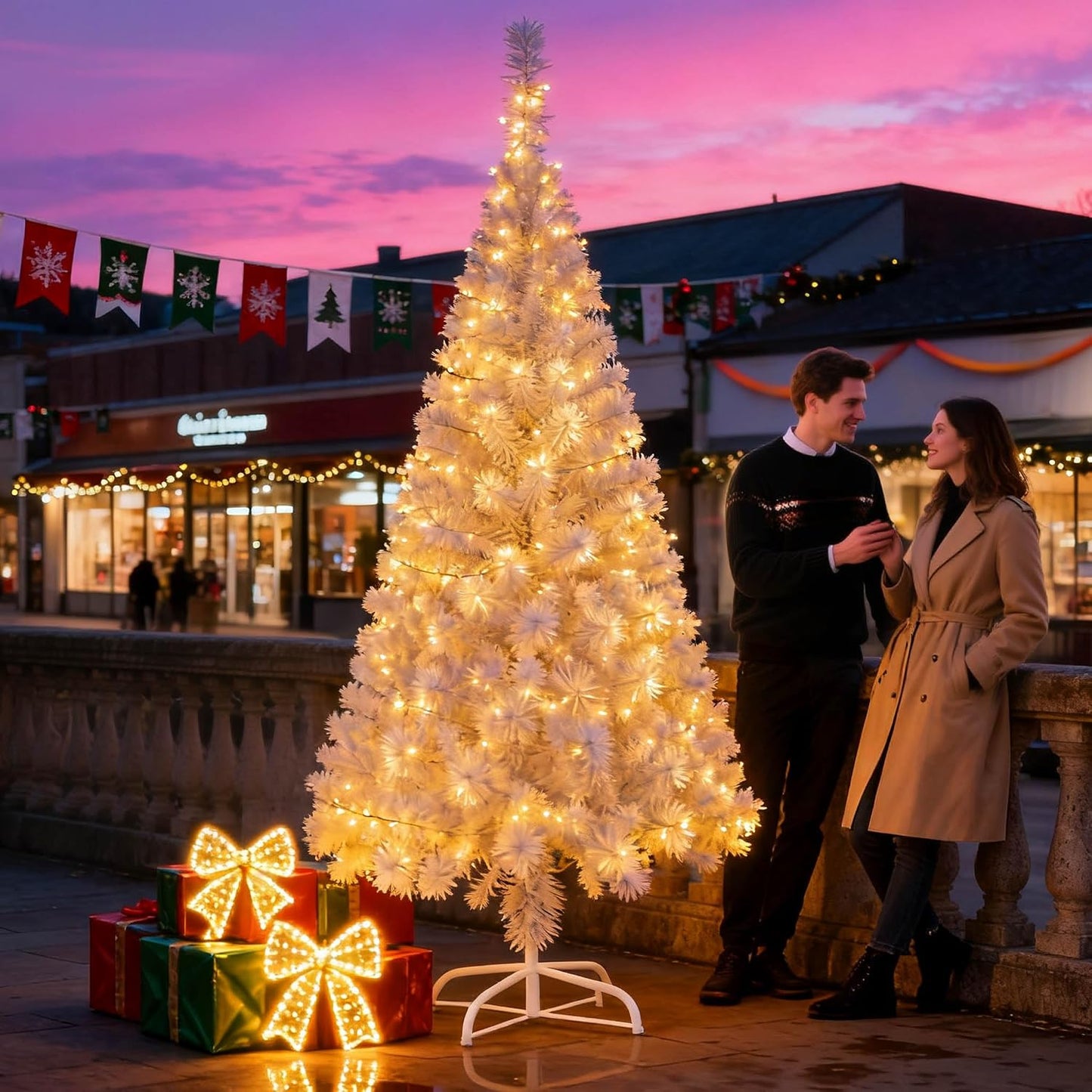 Künstlicher Weihnachtsbaum mit Metallständer, Weiss Pvc 240 cm