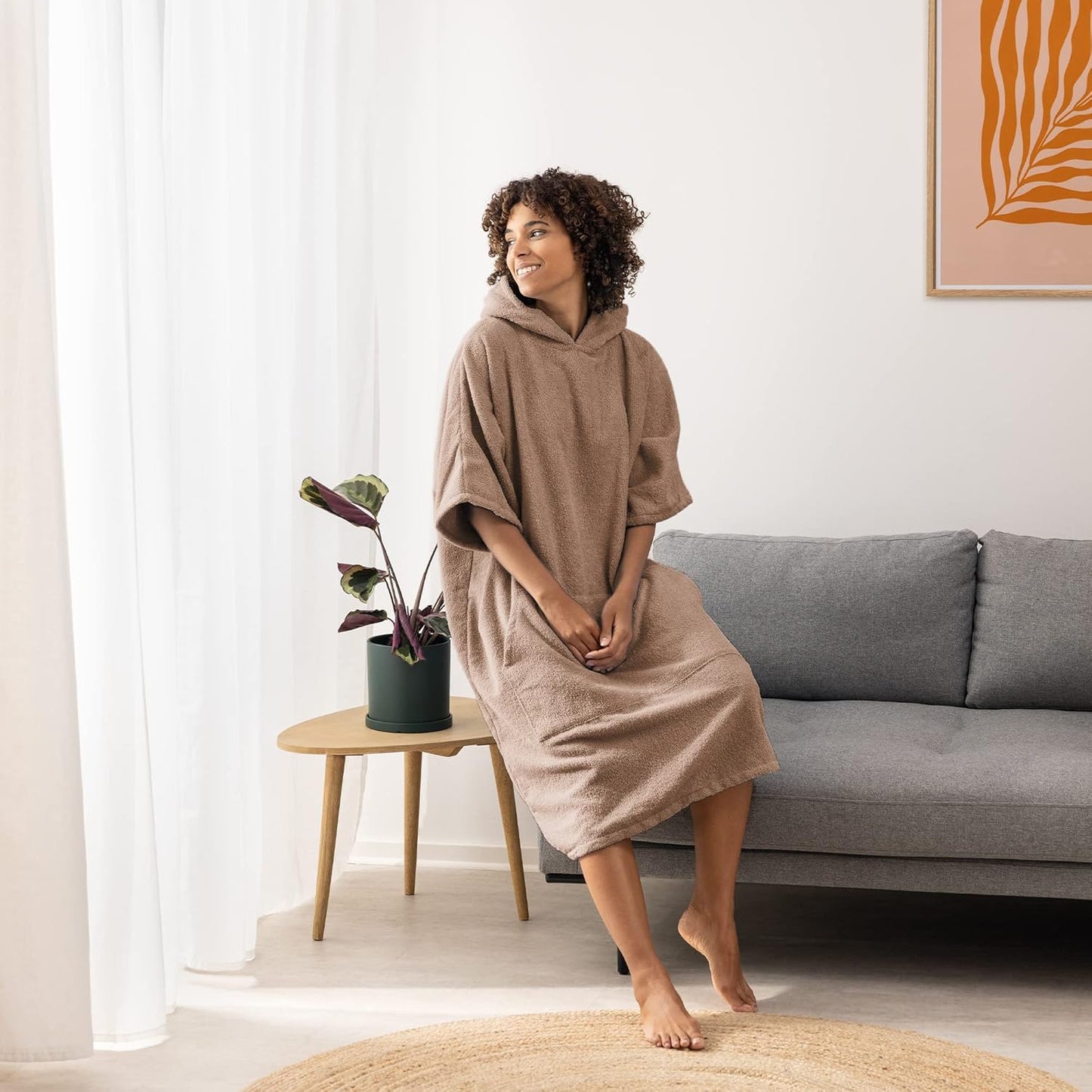 Surfer Poncho, L-XL Taupe
