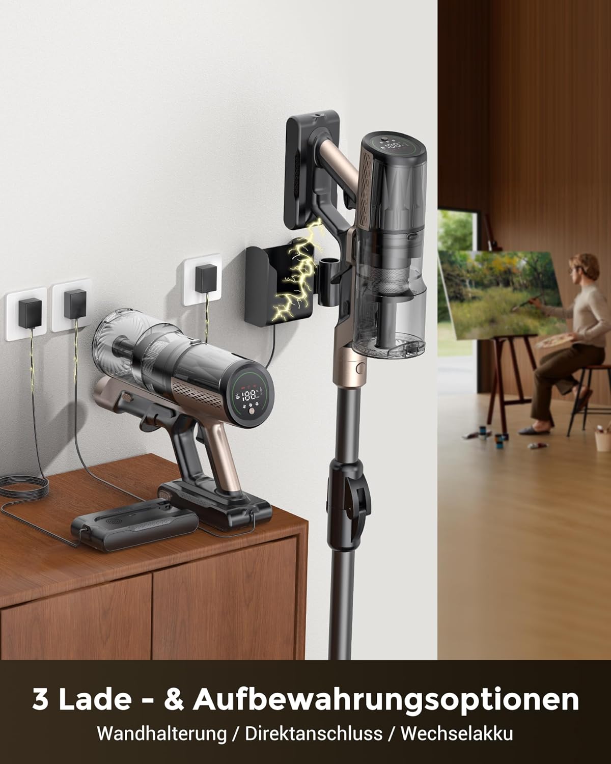P20 Onepass Akku Staubsauger mit Wischfunktion, L Aurum Schwarz