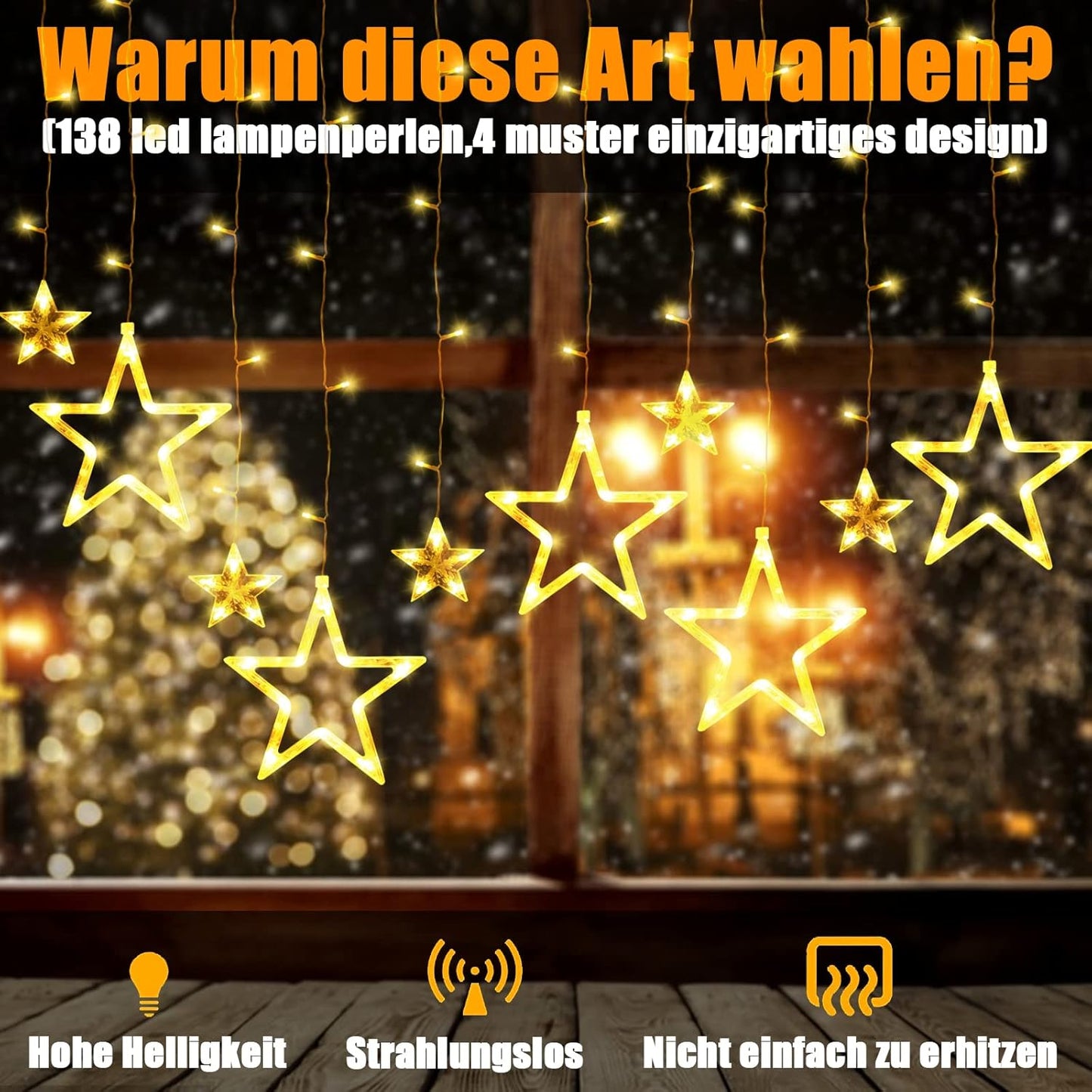 LED-Sternenvorhang, Warmweiß