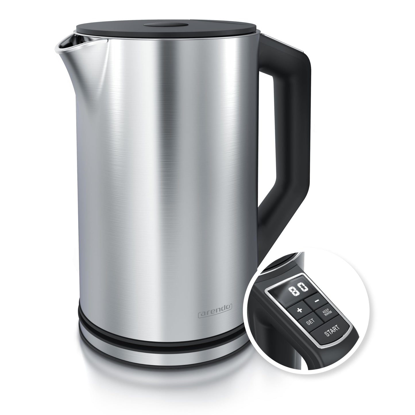 Wasserkocher mit Temperatureinstellung, A: Silber
