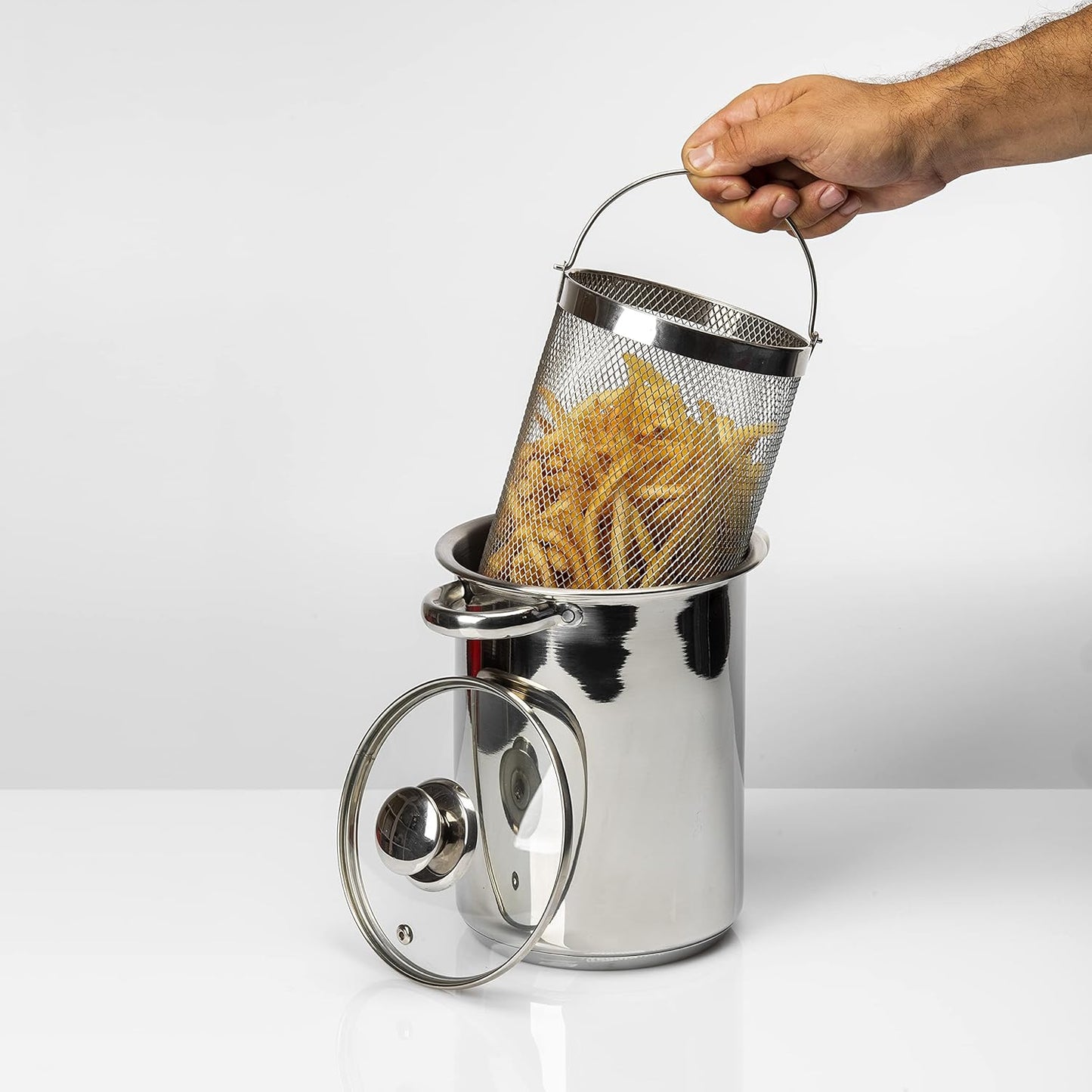 Spargeltopf mit Siebeinsatz und Glasdeckel (4 Liter)
