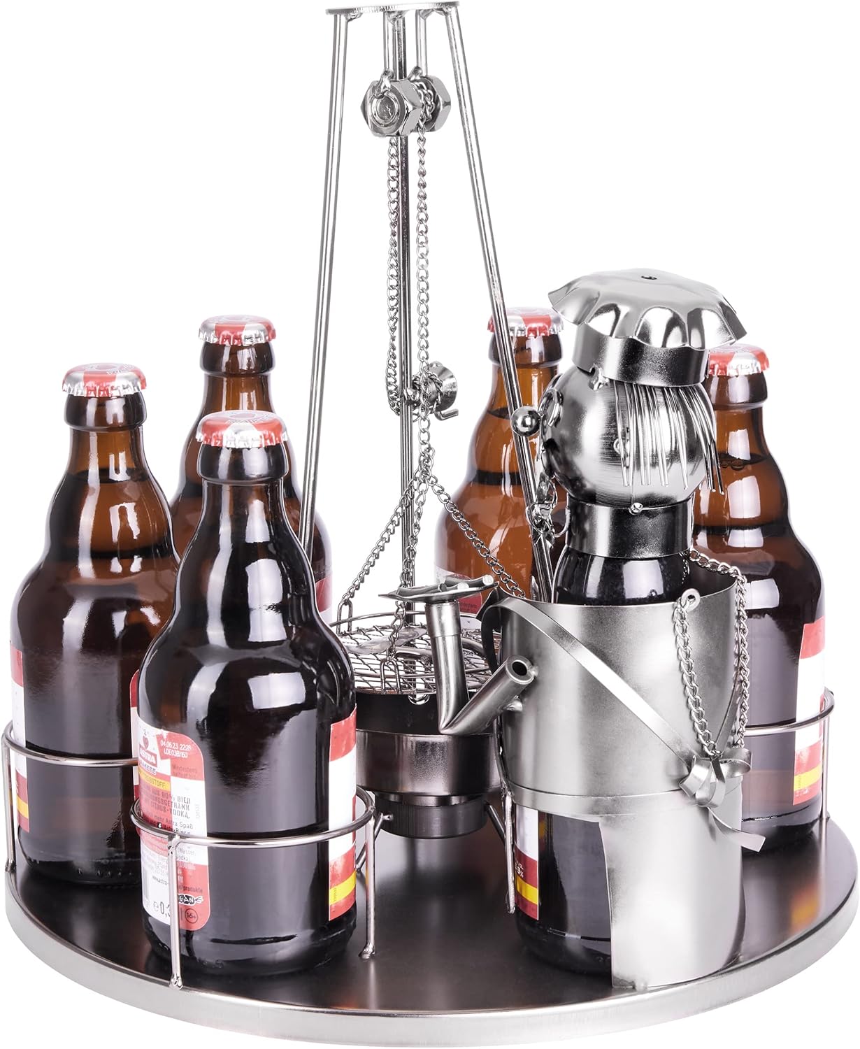 Flaschenhalter Skulptur Grillmeister mit Schwenkgrill